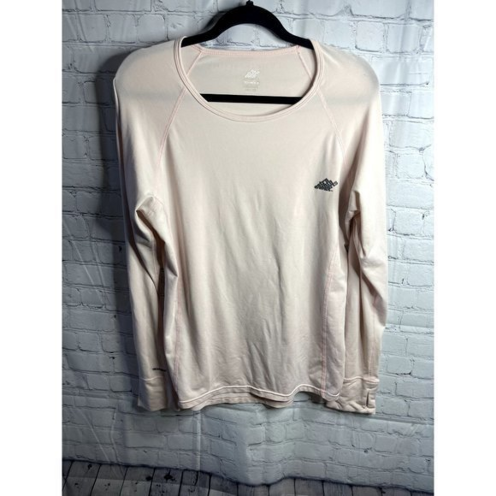EASTERN MOUNTAIN SPORTS LADIES LIGHT PINK LONG SLEEVE TOP WITH THUMB HOLES SZ X